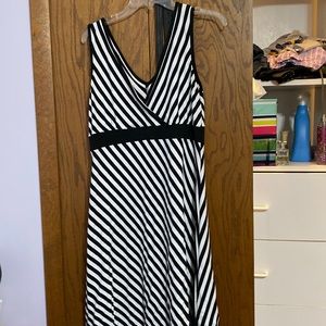 Black and white striped dress